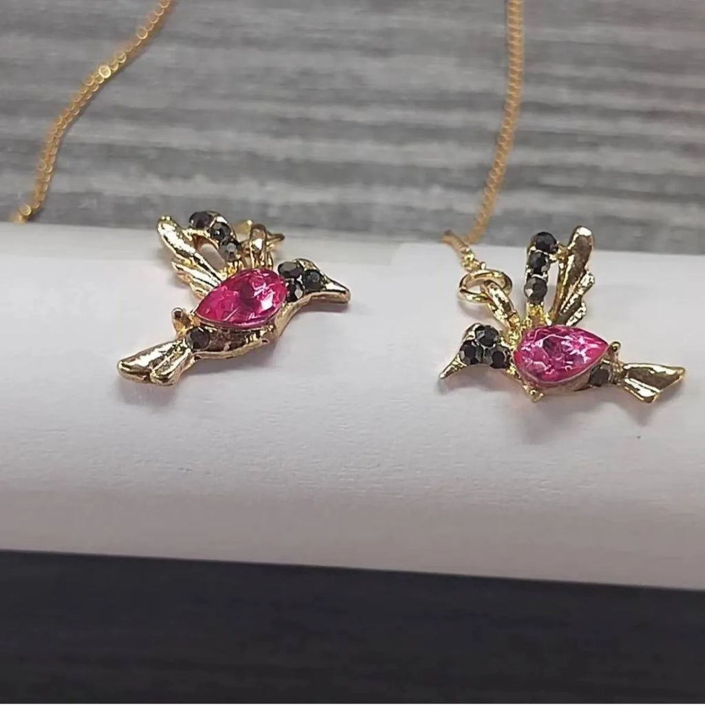 Women's long drop bird earrings with mixed zirconium wings in blue, red, and red lvzuan colour options