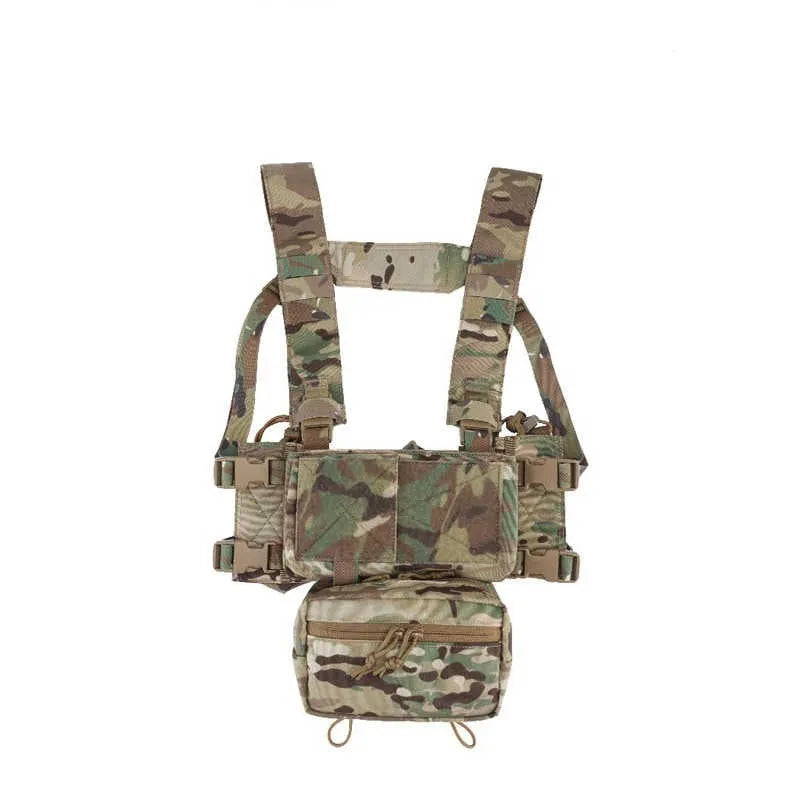 Multifunctional expandable breathable chest mount vest in Cordura fabric with side straps, one size unisex design