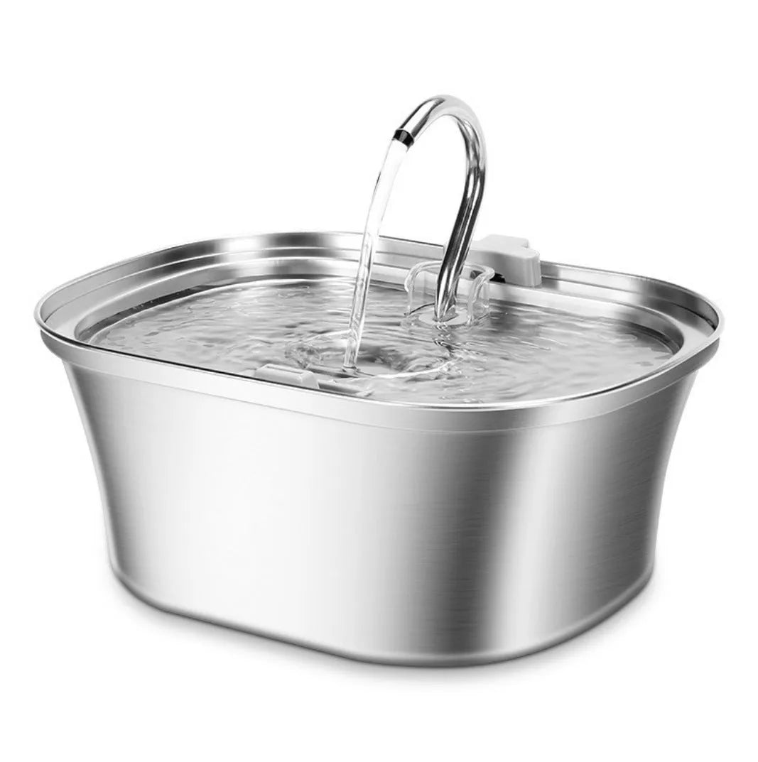 All stainless steel pet water dispenser round runway type large capacity for cats and dogs