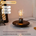 Iron art suspension bulb desktop lamp on wood grain base