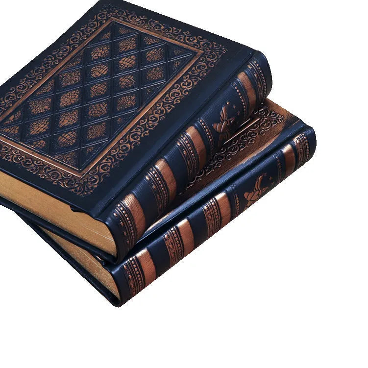 Embossed faux leather notebook with thick pages in bronze or black gold colour