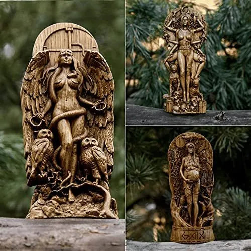 A detailed resin statue of a Greek goddess, 22cm tall, in one of three colour options.