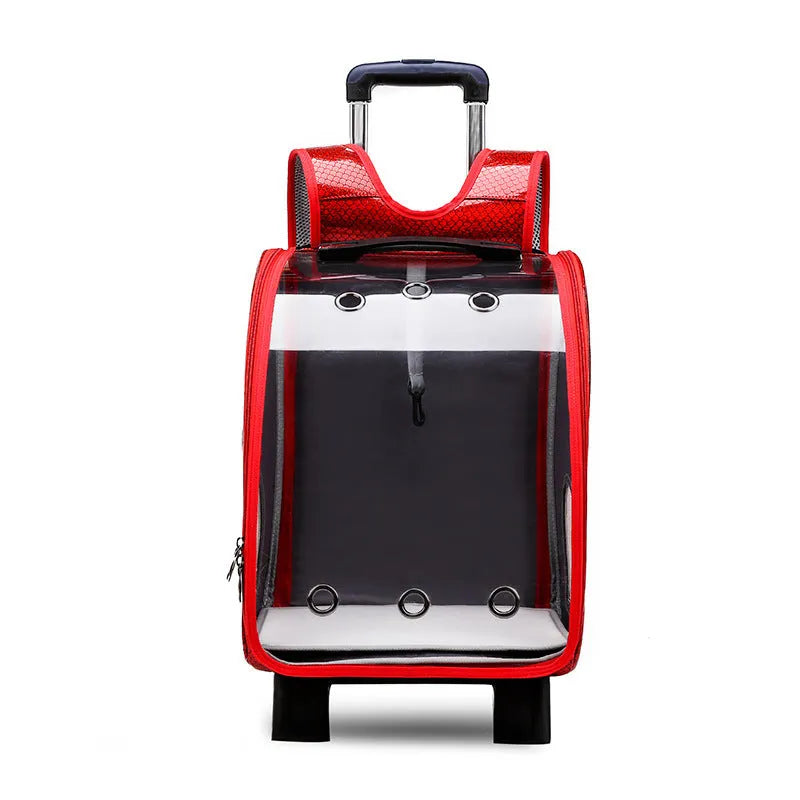 Transparent folding pet trolley bag with Oxford cloth backpack in multiple colour options