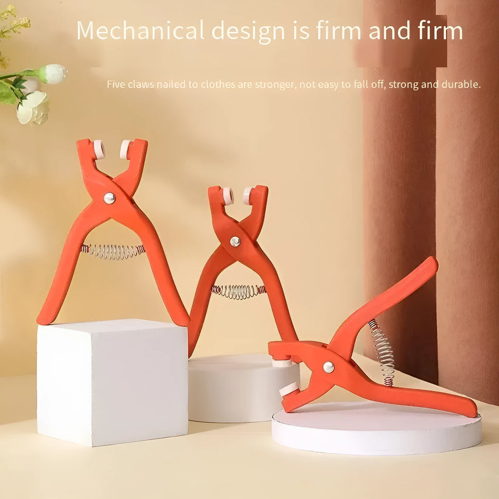 Stainless steel five claw suit buttons with pliers for no-sew clothing fastening on children's garments