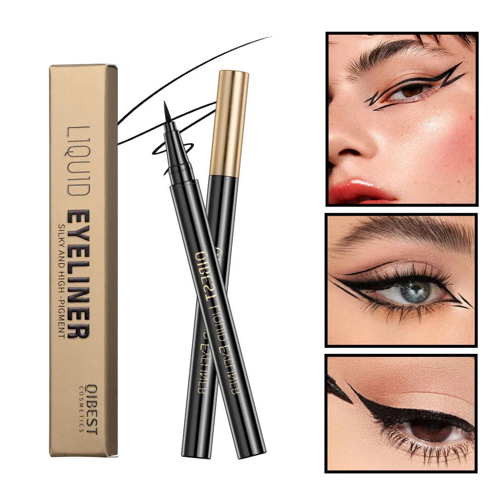 Black liquid eyeliner pen with sweat-proof quick-drying properties for universal skin types