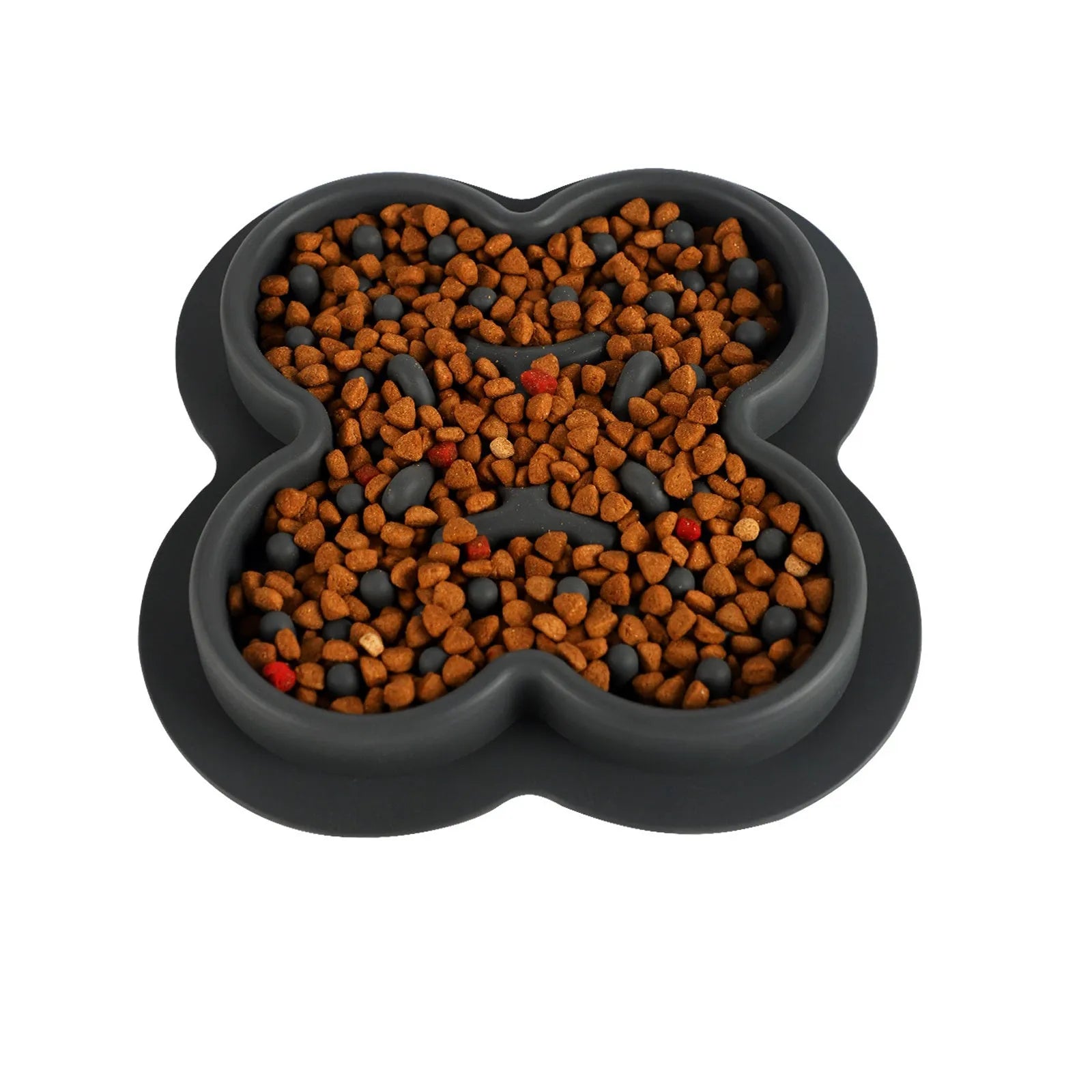 Silicone pet slow feeder licking pad with textured ridges, shown in blue colour