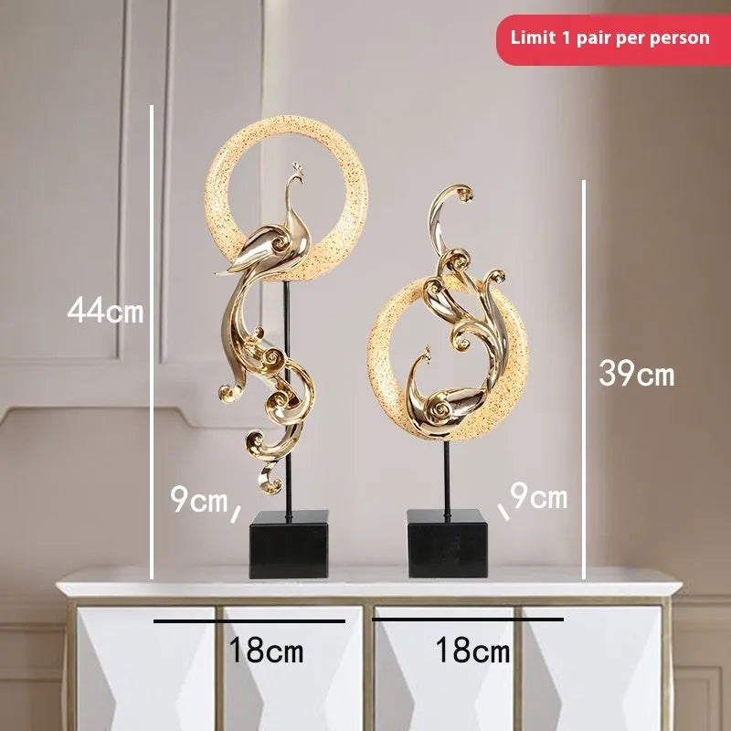 European style synthetic resin Phoenix ornament in a choice of festive red, rose gold or elegant silver finish.