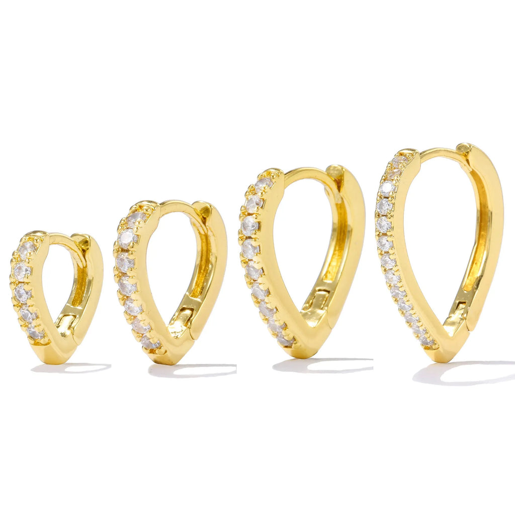 Gold geometric heart-shaped clip-on earring for women on a white background.