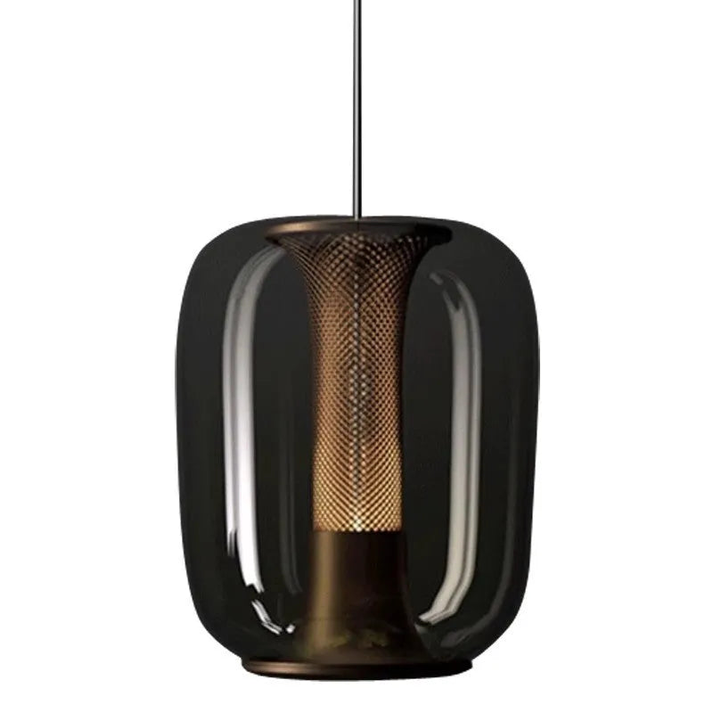 Nordic minimalist chandelier in transparent, cognac or smoky grey colour with 16cm diameter