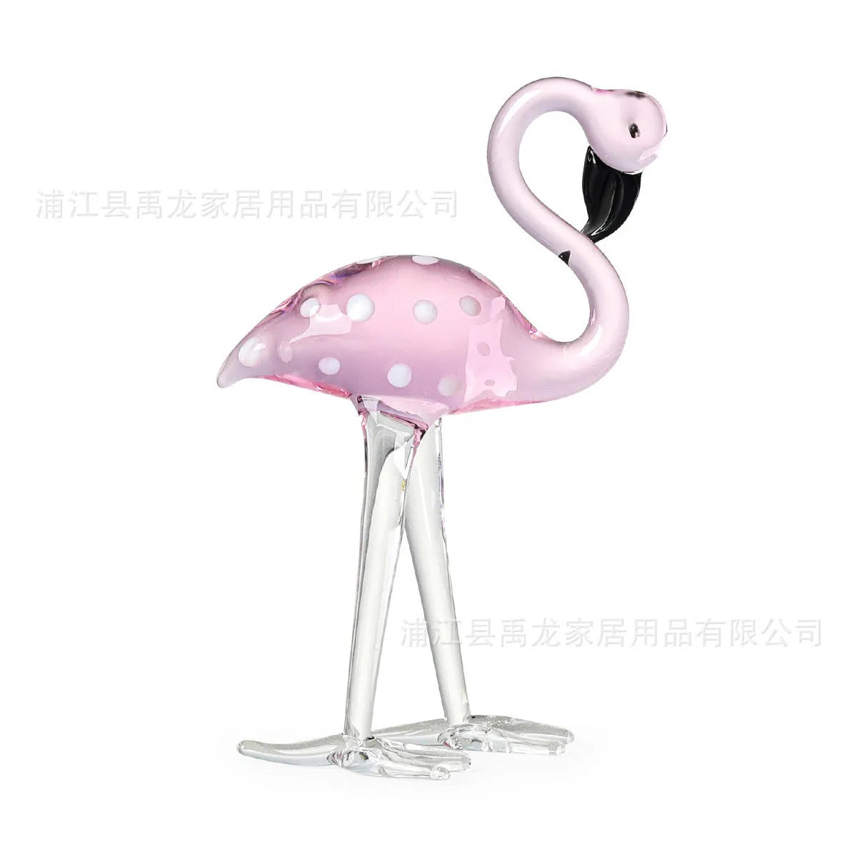 Pink crystal flamingo decorative ornament on tabletop with modern simplicity style
