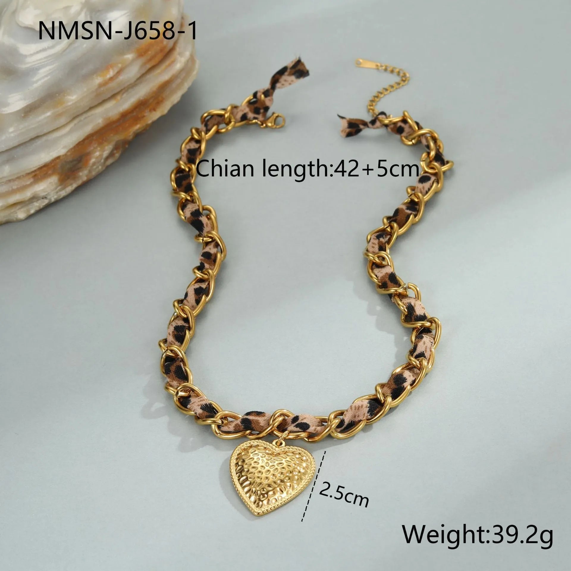 Leopard love pendant stainless steel necklace with 18K gold plating on adjustable chain