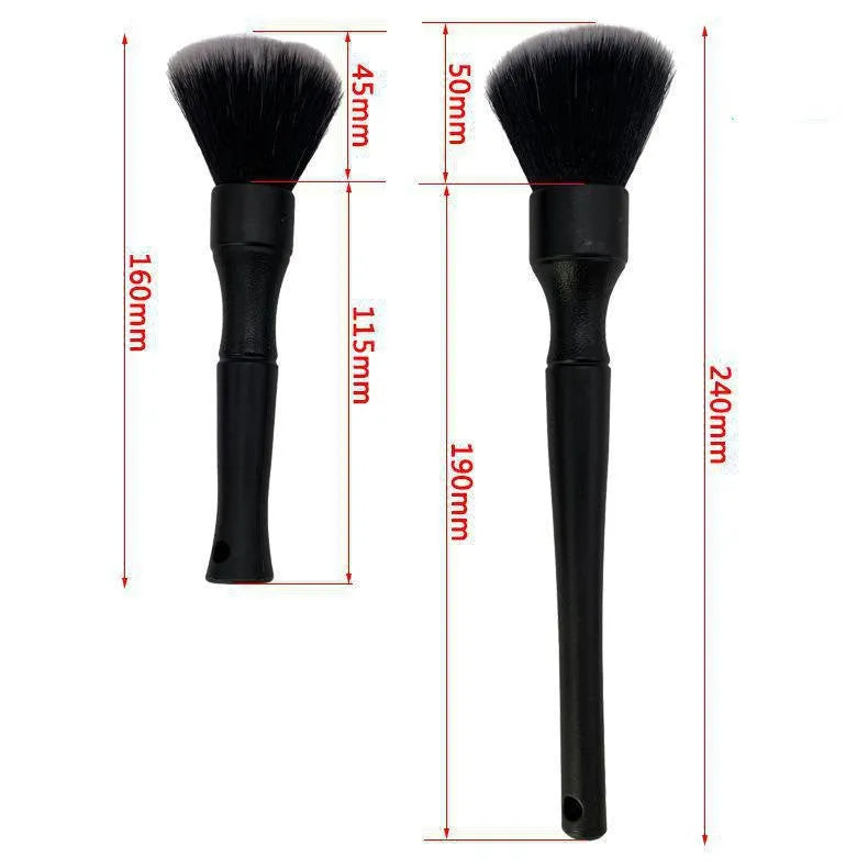Black car detailing brush with soft pig hair bristles in two sizes: 240mm and 160mm
