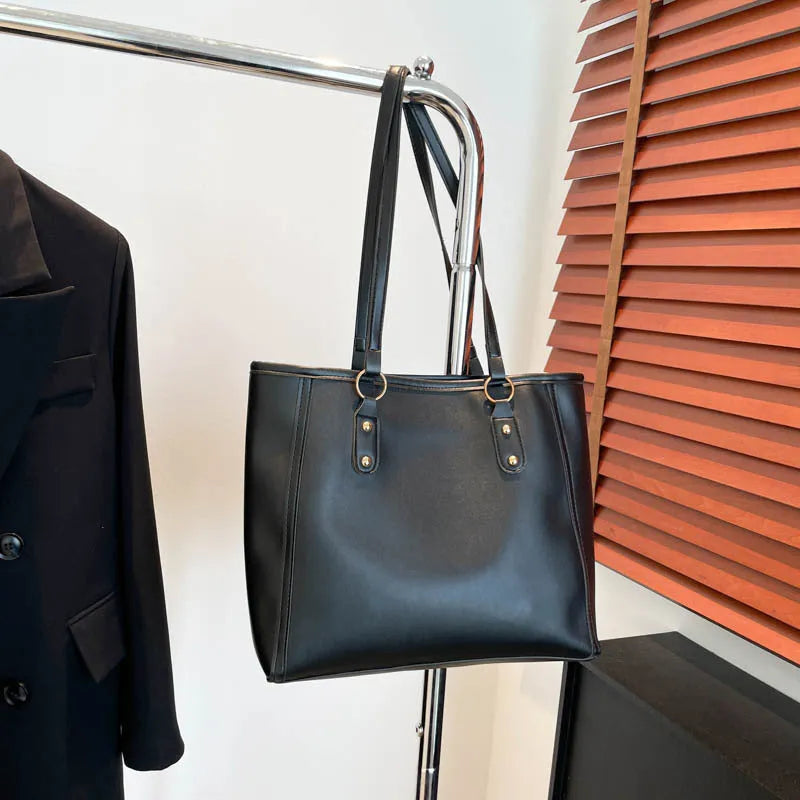 Korean style square shoulder bag in PU leather with crossbody strap and sandwich pockets