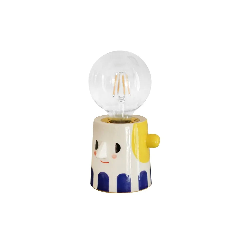 Handmade ceramic table lamp with ball headlight finish for bedside decoration