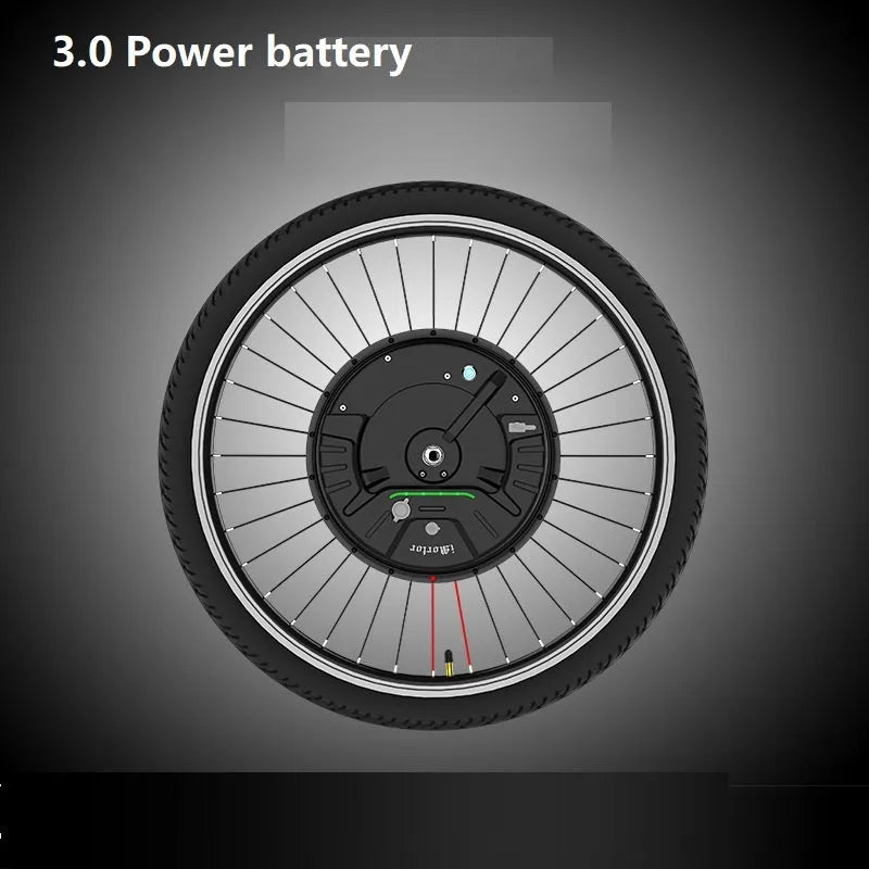 Yunzhilun 26-inch electric bicycle conversion kit showing hub motor, lithium battery, and charger.