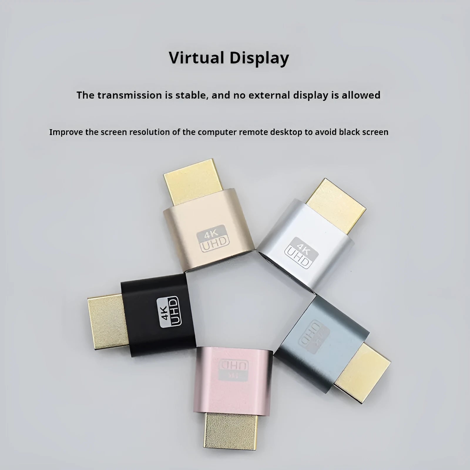 Graphics card HDMI spoof dongle in metallic finish with 26.5mm compact design