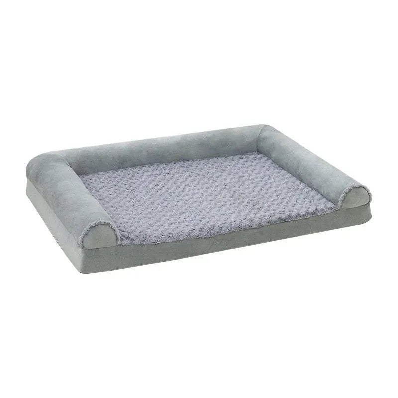 Soft cloth dog kennel bed in light grey and dark grey colours with three size options