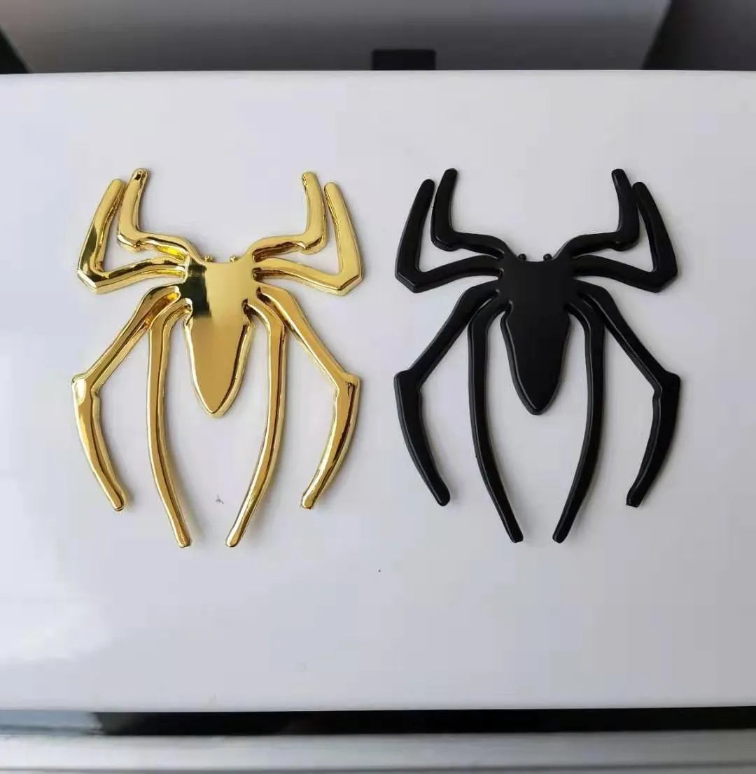 Three-dimensional zinc alloy metal spider sticker for car bumpers in gold colour