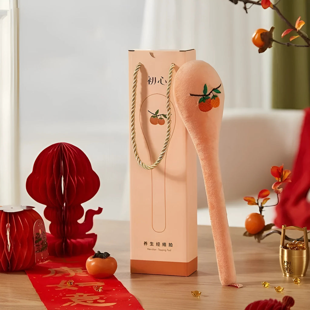 48 cm long percussion massage stick with persimmon wishful zipper style meridian flap for back therapy