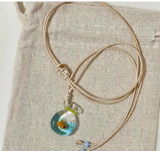Women's skirt joker design pendant necklace with coloured glaze pendant on cotton-linen clavicle chain