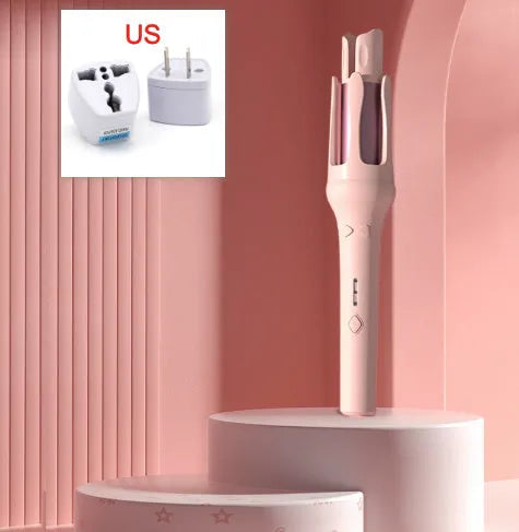 White automatic hair curler with 32mm ceramic barrel on a countertop.