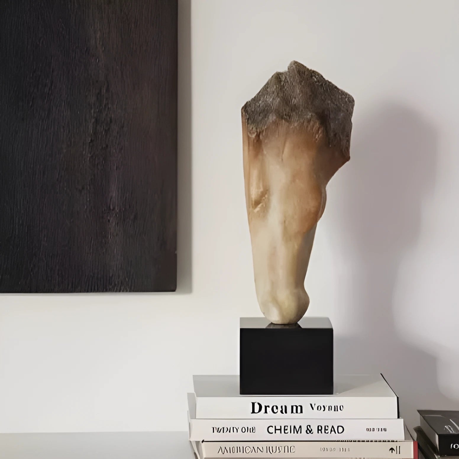 Abstract French retro style horse head sculpture with a carved finish, 50cm tall.