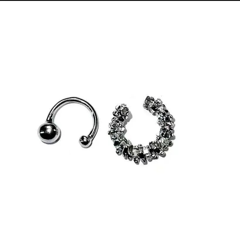 Geometric irregular clip-on earrings in frosty B4710 colour, alloy double earrings for women