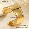 Women's wide stainless steel bracelet with 18K gold plating, geometric wave design, and niche opening closure.