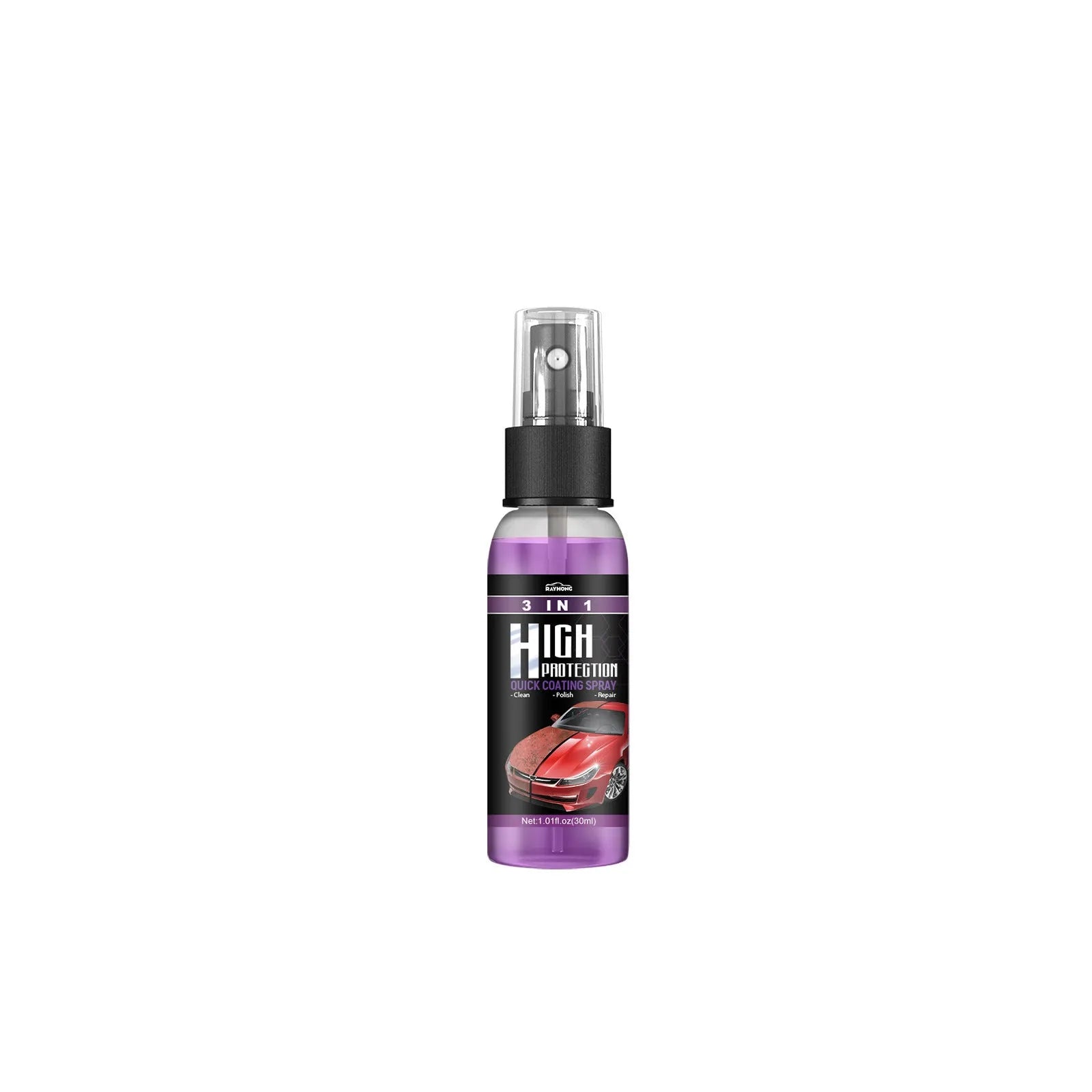 3 In 1 High Protection Fast Car Paint Spray Coating Agent in a PE bottle, 30ml and 100ml sizes
