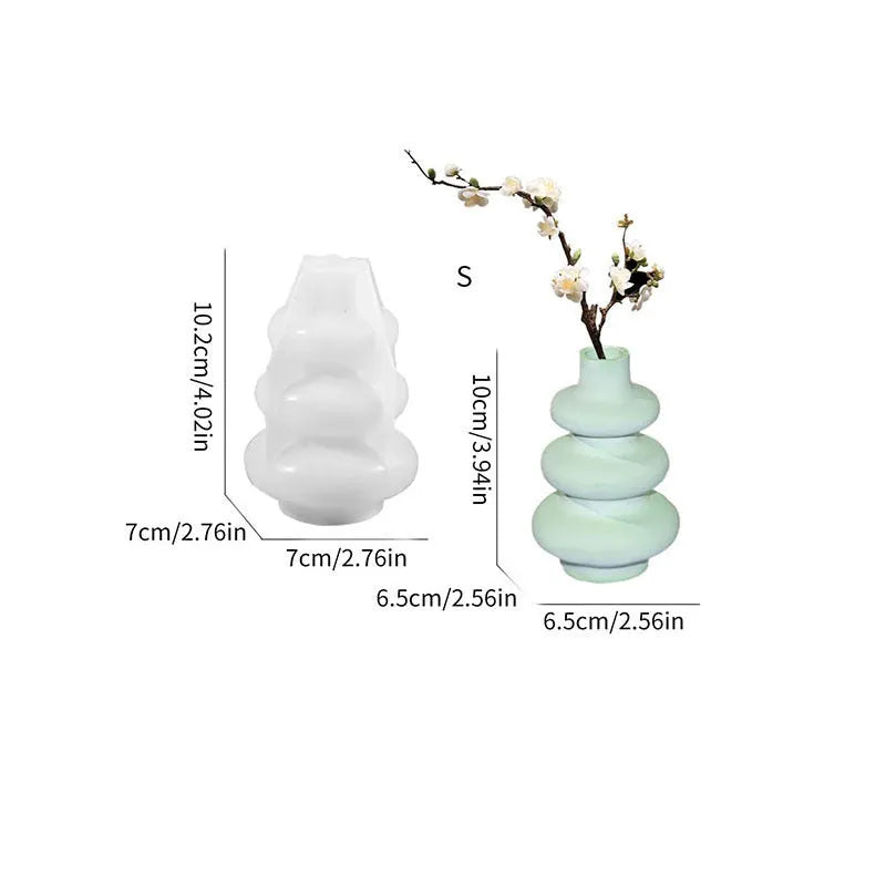 Three layer circle vase silicone mould for resin and decorative plaster casting crafts