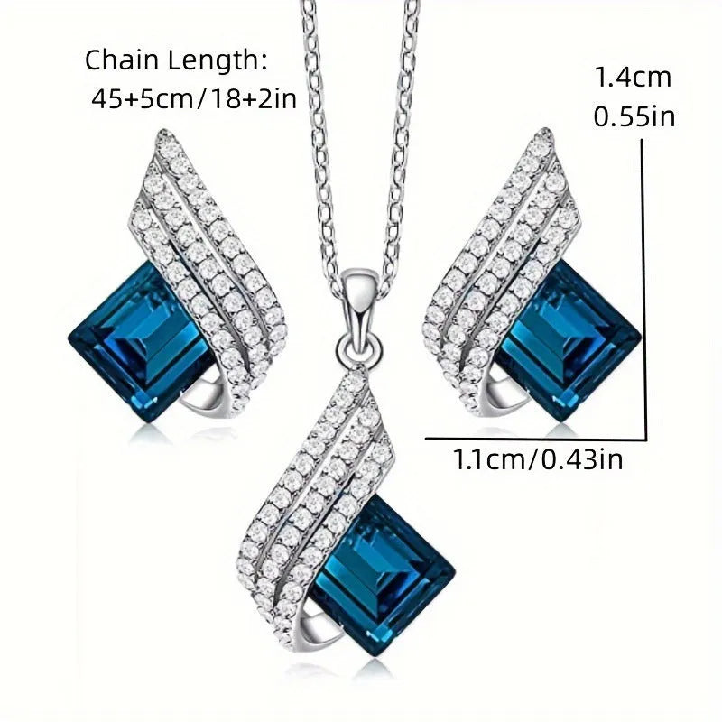 Women's jewellery set with electroplated alloy pendant, glass beads, and cross chain necklace with matching ear studs