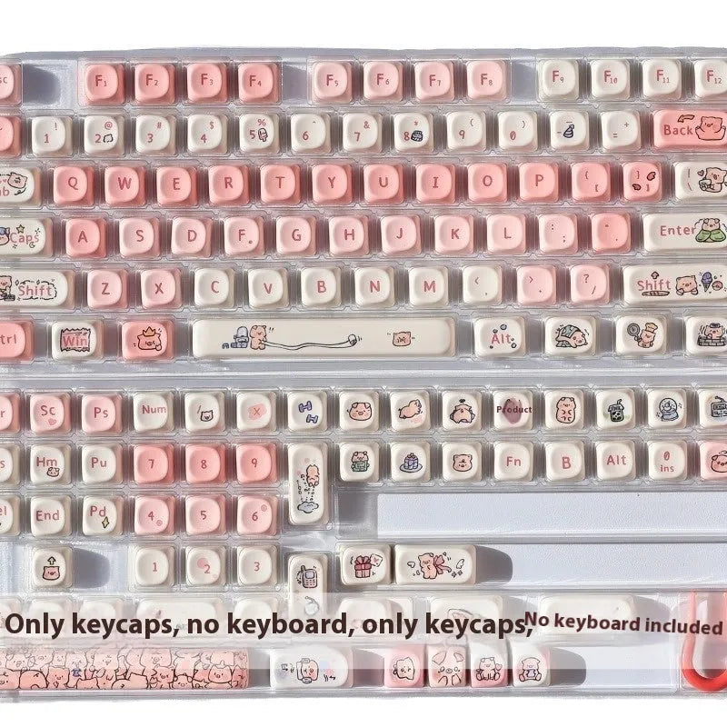 Pink PBT keycap with cute pig design on top and sides, for mechanical keyboards.