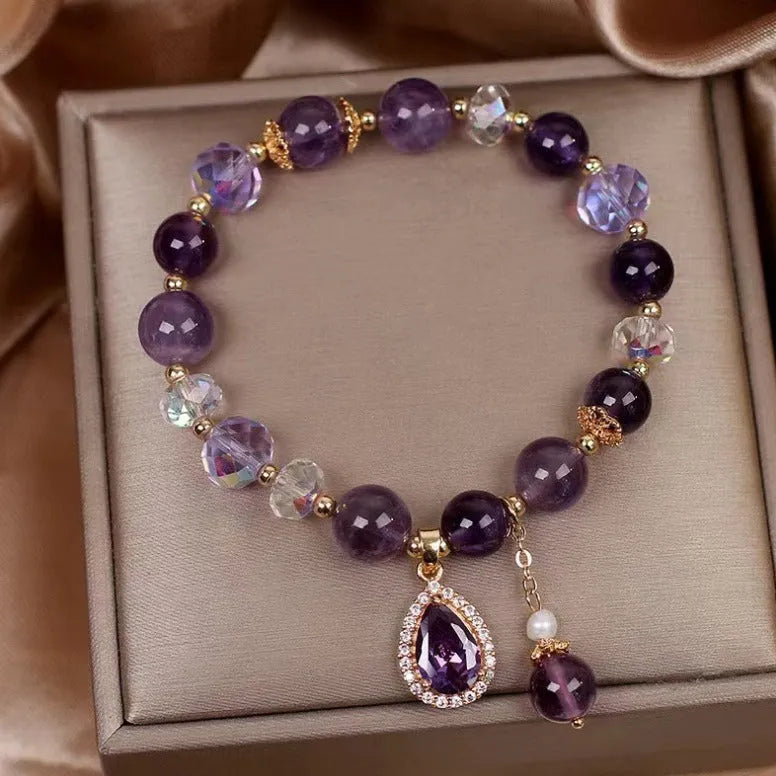 Natural purple amethyst crystal bracelet for women with micro-inlay craftsmanship