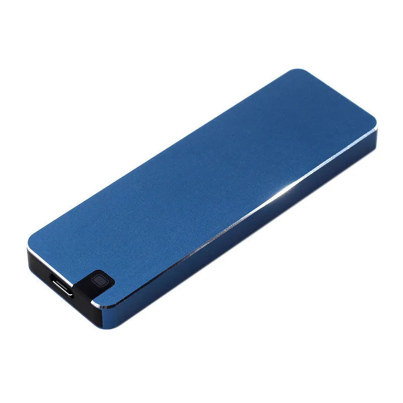 Portable solid state drive with metal shell showing USB 3.1 interface in multiple colour options