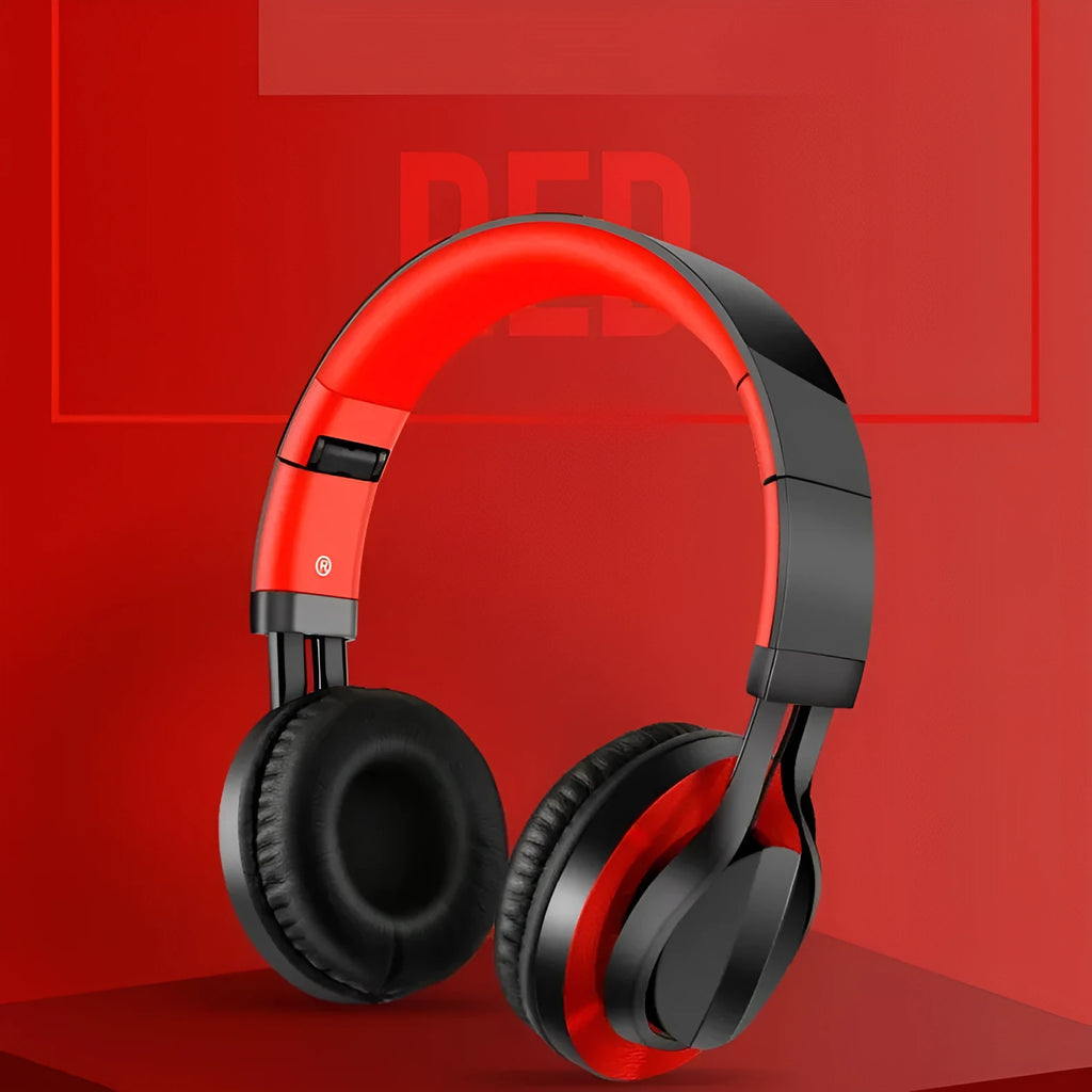 Black wired over-ear headphones with a microphone and 3.5mm plug for mobile phone karaoke and bass audio.