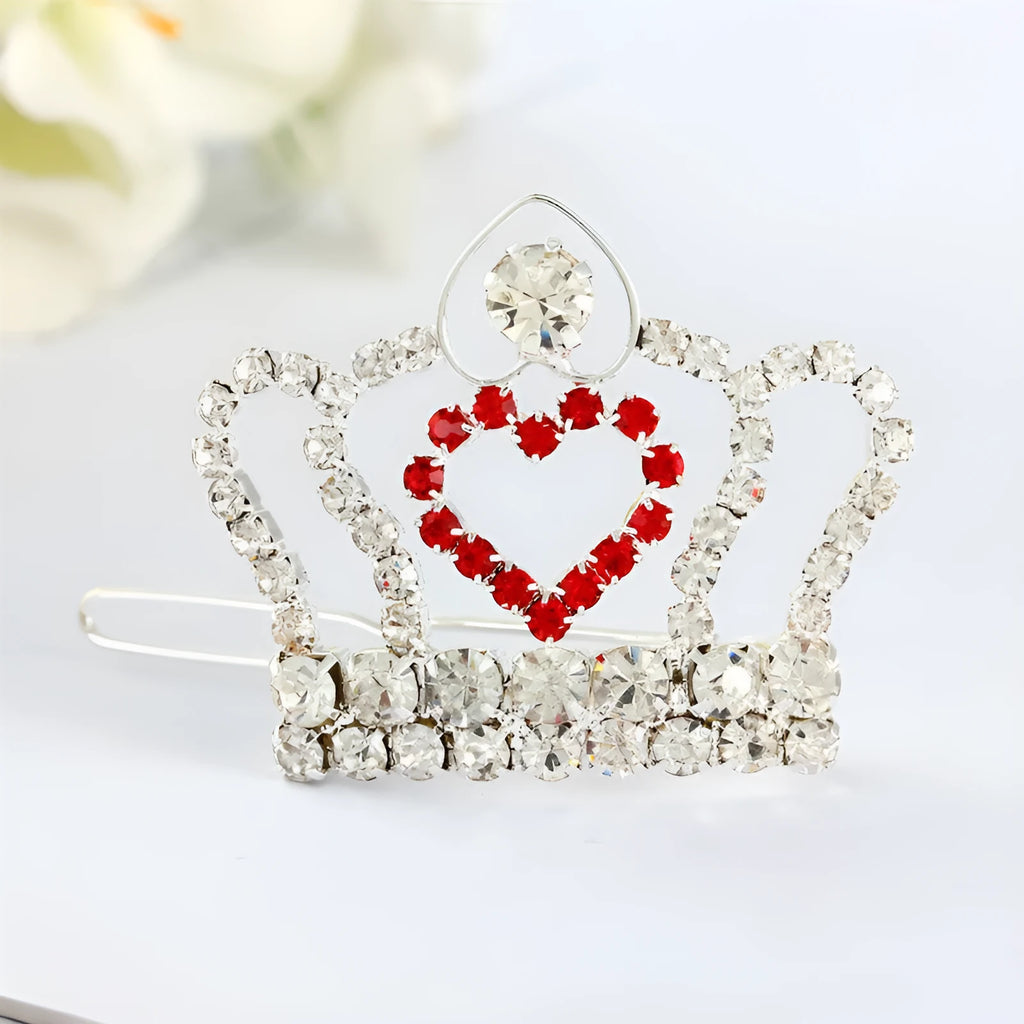 Rhinestone small crown barrette for dogs and cats, princess style, made from copper and metal, as shown in picture