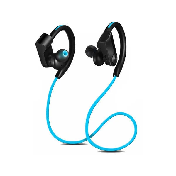 Wireless neck mounted Bluetooth earphones in black colour with USB charging cable