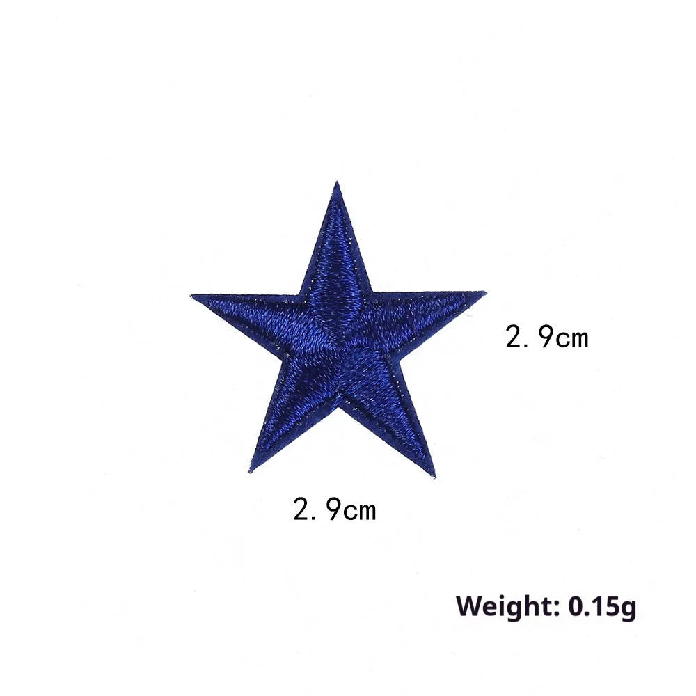 Colourful embroidered five-pointed star cloth stickers for DIY fabric decoration