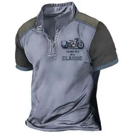 Golf polo shirt in bird eye cloth polyester with digital printing, loose fit pullover style