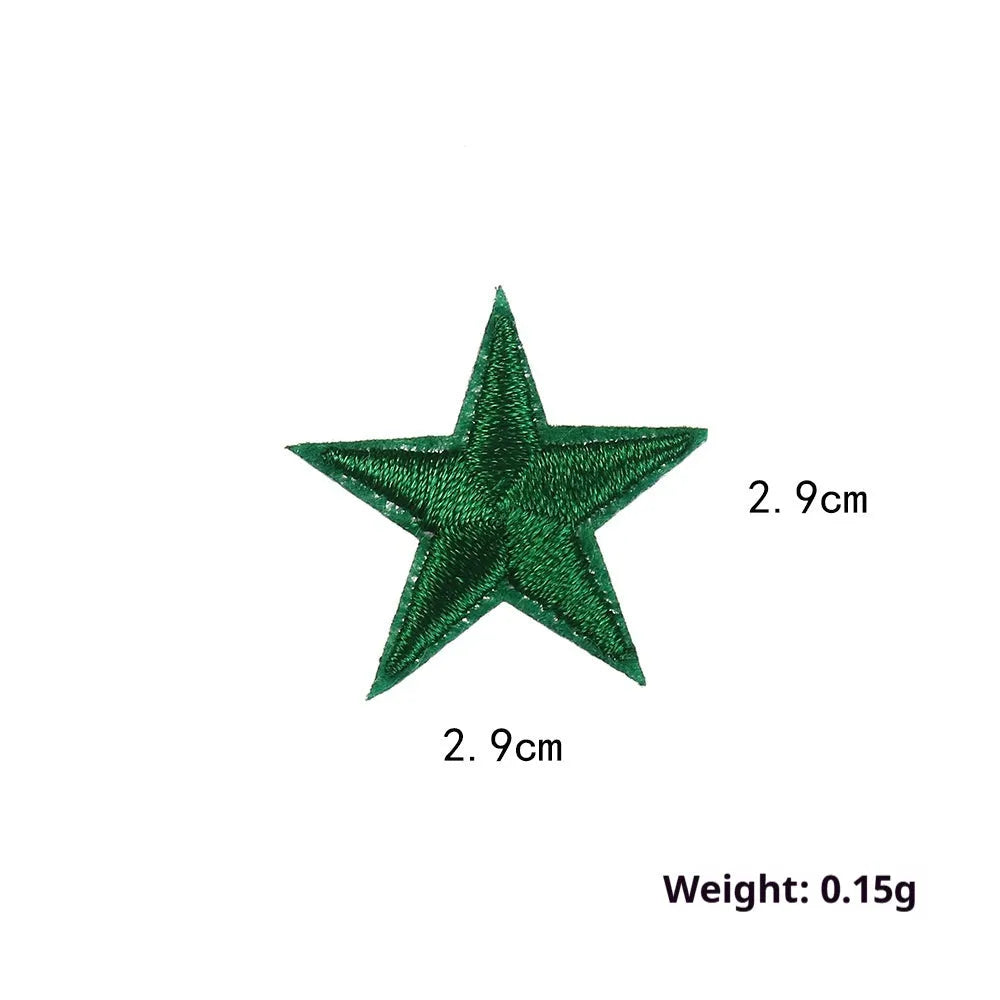 Colourful embroidered five-pointed star cloth stickers for DIY fabric decoration