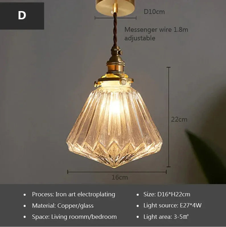 Retro-style brass and clear glass ball chandelier ceiling light fixture