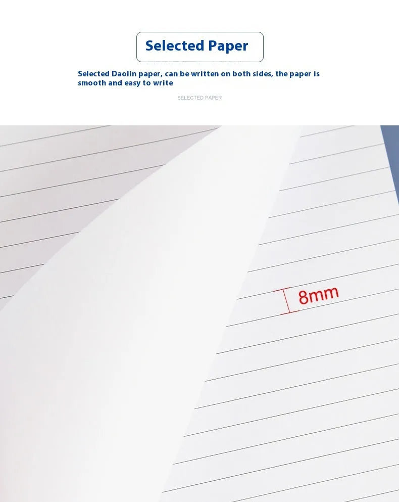 A4 tearable grid notebook with paper cover open to show ivory white pages with subtle grid pattern