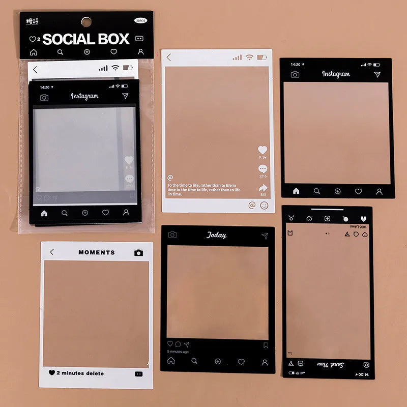 Frame Series retro decorative stickers showing photography, film, magazine, music, social, and frame designs on transparent PET paper