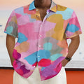 Hawaiian style cardigan with 3D printing design on four-sided elastic polyester fabric, stand collar and short sleeves