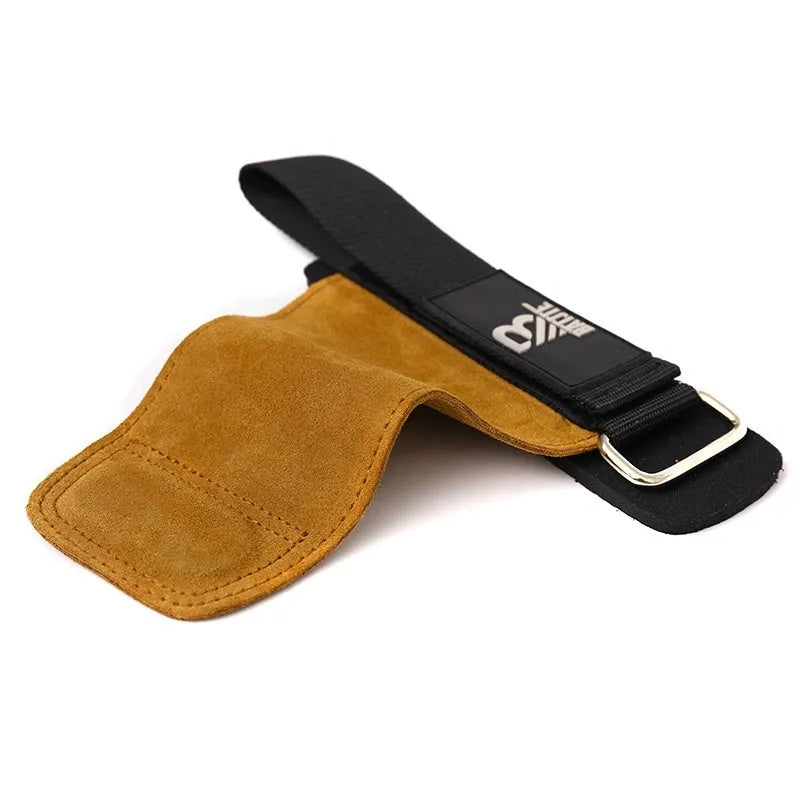 Brown fitness wrist protector pair with grip strength bands for horizontal bar training