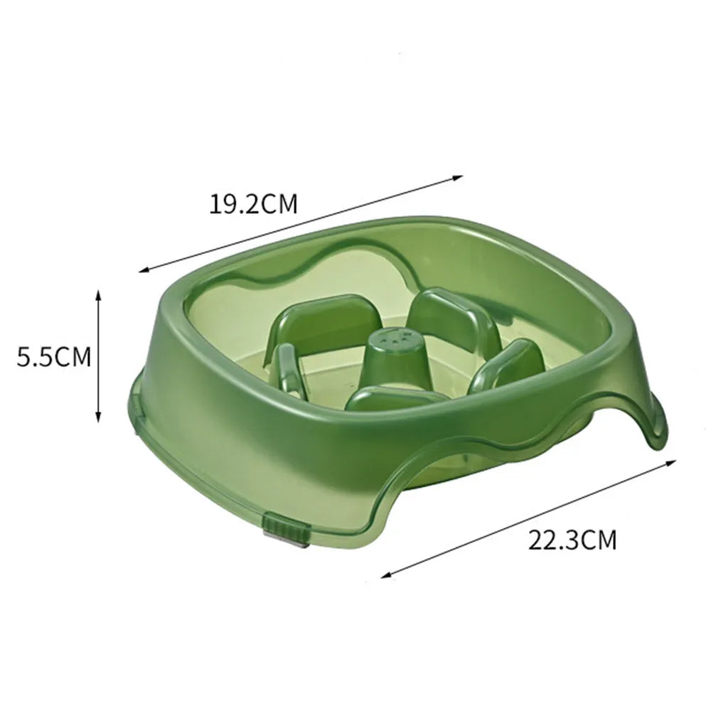 Blue plastic dog slow feeder anti-choking bowl for food and water