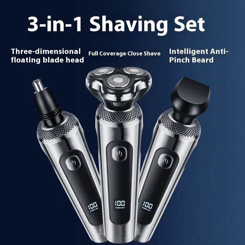 Digital USB rechargeable beard scraper with LED display on a five-in-one base bracket.