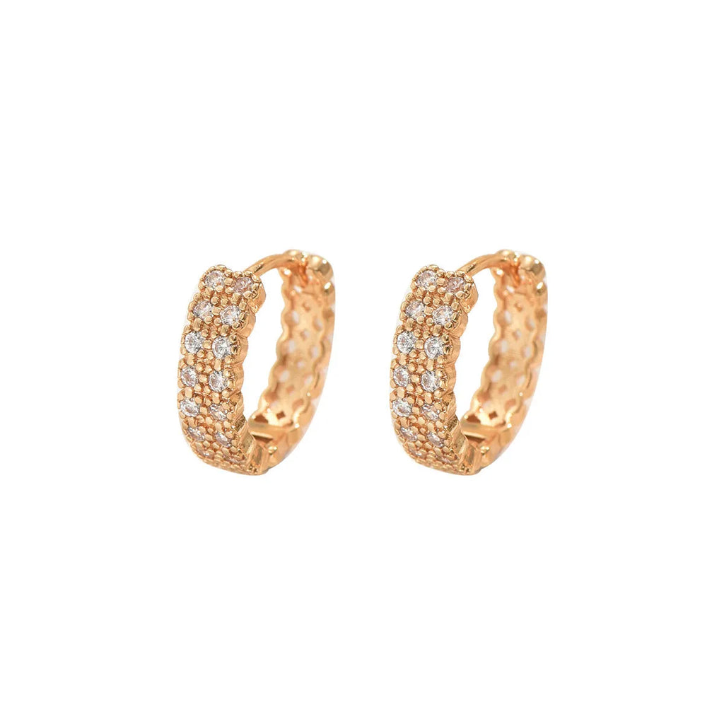 Geometric copper ear studs with round, dot, and ring elements in DE20288 colour