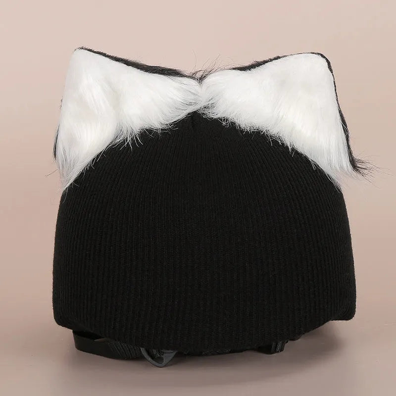 Plush fabric cat helmet hat cover in various cartoon styles for pet dress-up