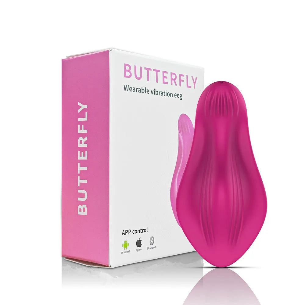 Rose red silicone wearable female massager with smartphone APP control and USB charging